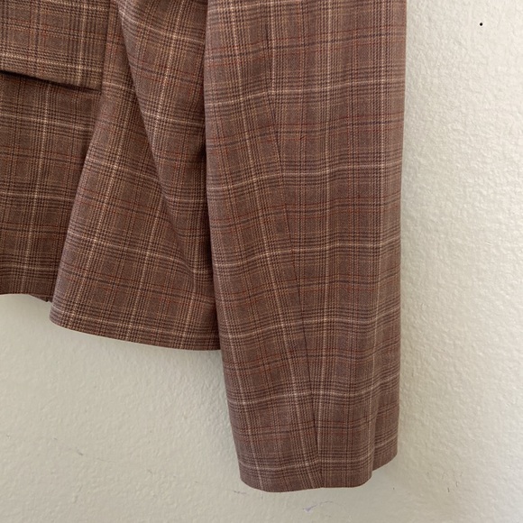 Harve Bernard Notched Lapel One Button Plaid Blazer Brown Color Women’s 8 - Picture 10 of 15